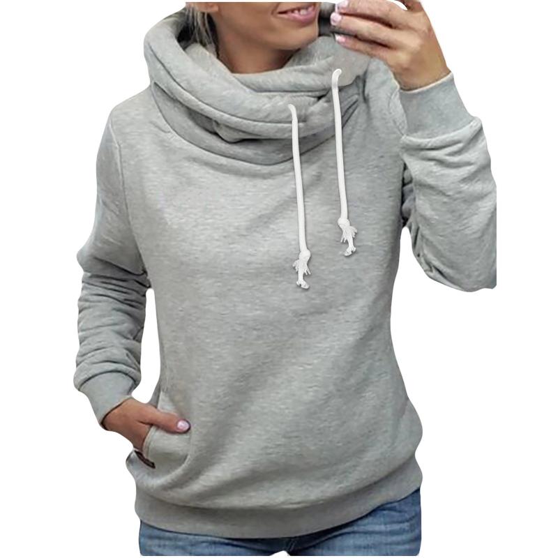 

Women' Hoodies & Sweatshirts Solid Color Turtleneck Pullover Vintage Clothes Women Autumn Long Sleeve Sweatshirt Tops Casual Pockets Drawst, Black
