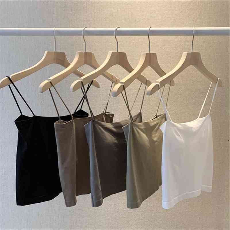 

tube america slim vest women camis crop camisoles on thin straps fashion seamless tanks underwear for, White