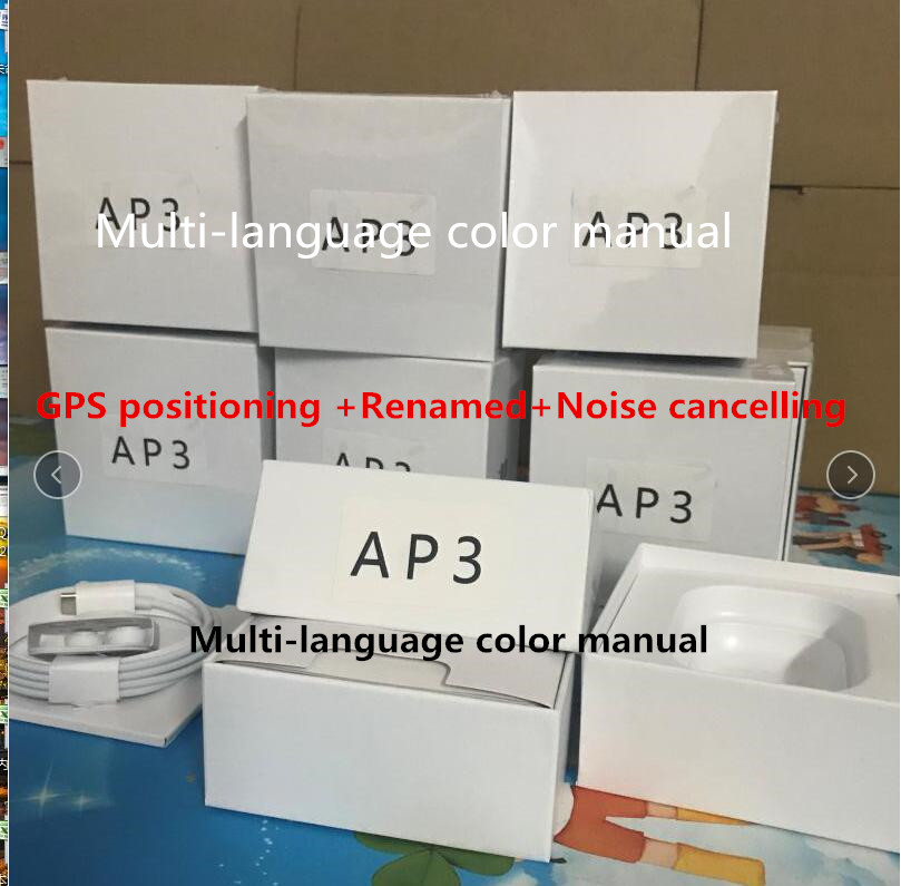 

Air Gen 3 AP3 AP2 H1 Chip Transparency Metal Hinge Wireless Charging Bluetooth Headphones pk Pods 2 AP Pro AP2 W1 Earbuds 2nd Generation, Black;white