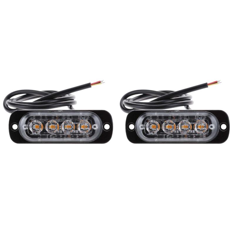 

Emergency Lights 2pcs Warning Caution Universal 4-LED 18W Car Truck Construction Strobe Light Bar 12V-24V (Yellow Light)