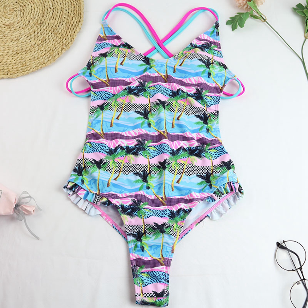 

Printed One Piece Swimsuit Female 2021 New Sexy Swimwear Women Cross Backless Bathing Suits Summer Beach Wear Swim Lady Monokiniswimwear Bat