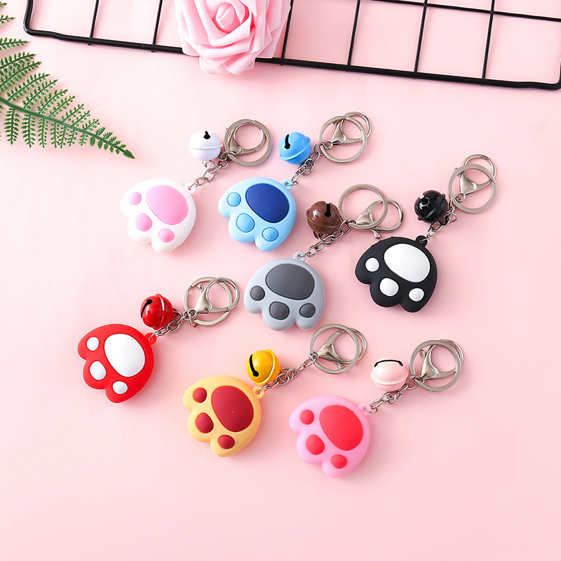 

2022 New Kawaii Cats Paw Key Chain Cartoon Three - Dimensional Soft Plastic Car Pendant Keychains ChildrenS Best Keyring Gift