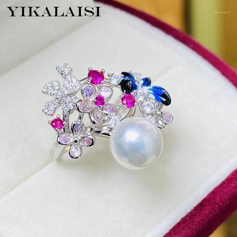 

Cluster Rings YIKALAISI 925 Sterling Silver Jewelry For Women 9-10mm Round Natural Freshwater Pearl Arrivals Wholesales1