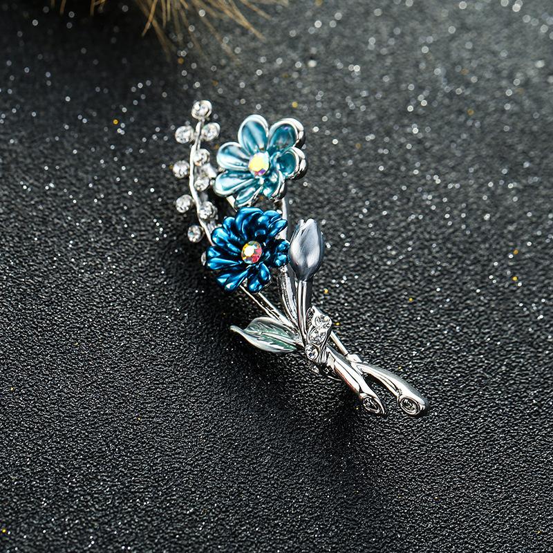 

Pins, Brooches Fashion Shiny Colar Feminino Rhinestone Wedding Broch Women Flower Accessories Fine Vintage Longer Broaches Relogio Pin