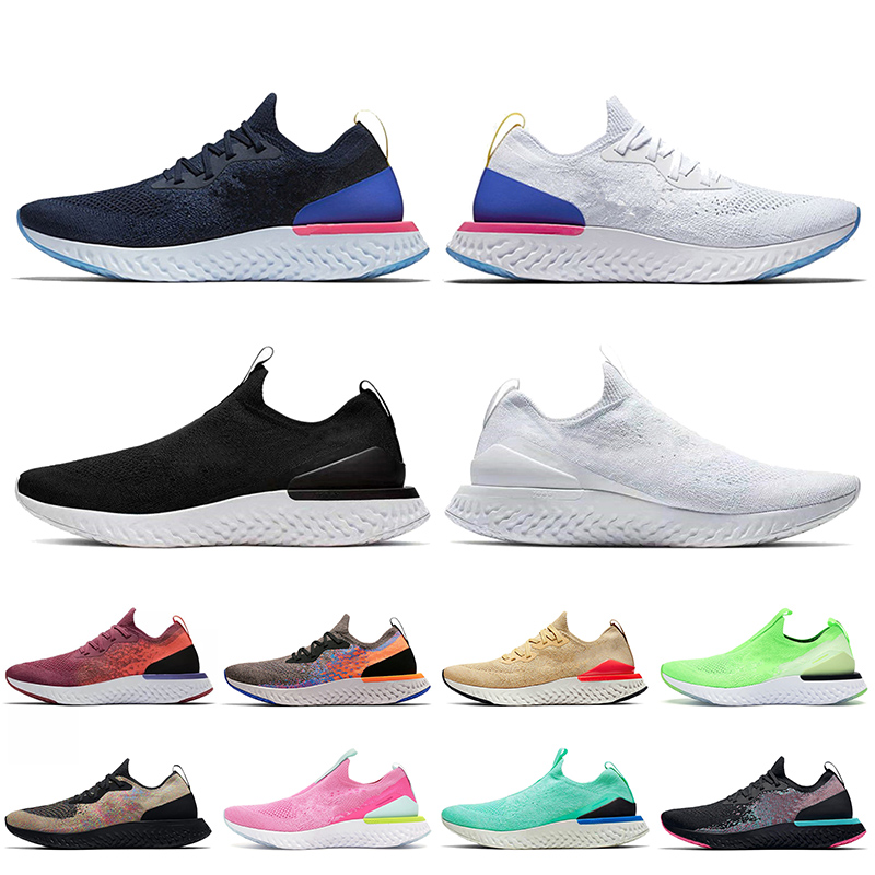 

Epic React Fly Knit V1 V2 Women Mens Running Shoes Triple White Black Blue South Beach Club Gold Lacesless Trainers Sneakers Size 36-45, #35 grey red 36-45
