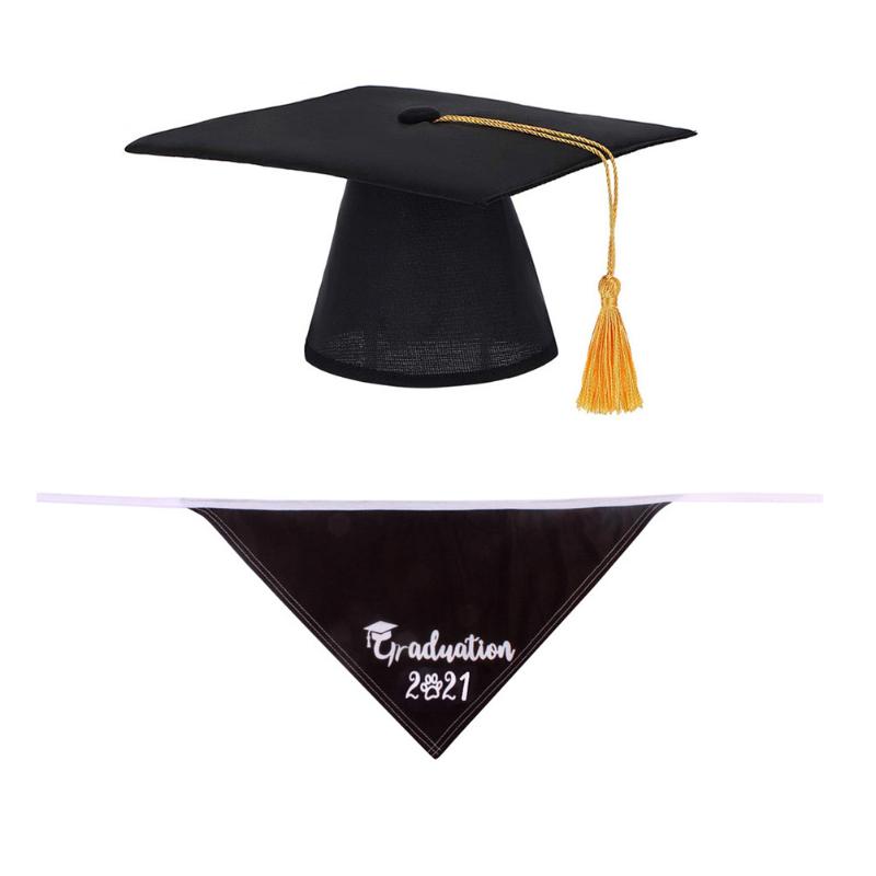 

Party Hats 2 Pcs Pet Graduation Outfits Dog Caps Saliva Towel