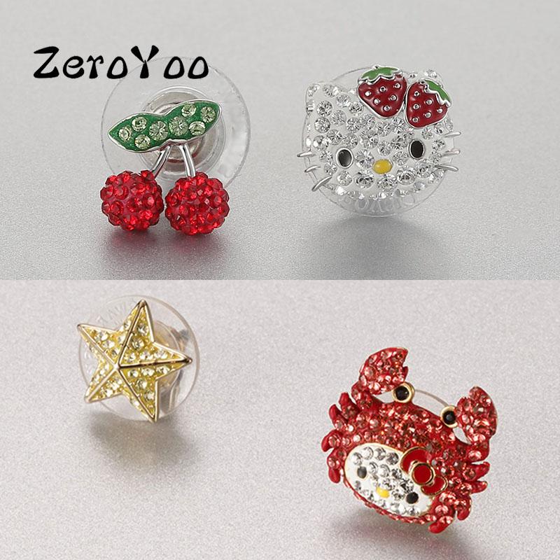

Stud SWA Fashion Jewelry Earrings Austria Charms Shiny Crystal Star Crab Cat Clover Cherry Gifts For Women, Golden;silver