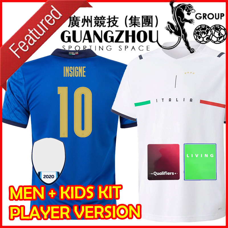 

2021 Italy Soccer Jersey Maglie CHIESA VERRATTI 21/22 Italia Champion Men Player Version Football Shirt 2022 Kids Kit Set Woman Away White JORGINHO INSIGNE BERARDI, Kids home