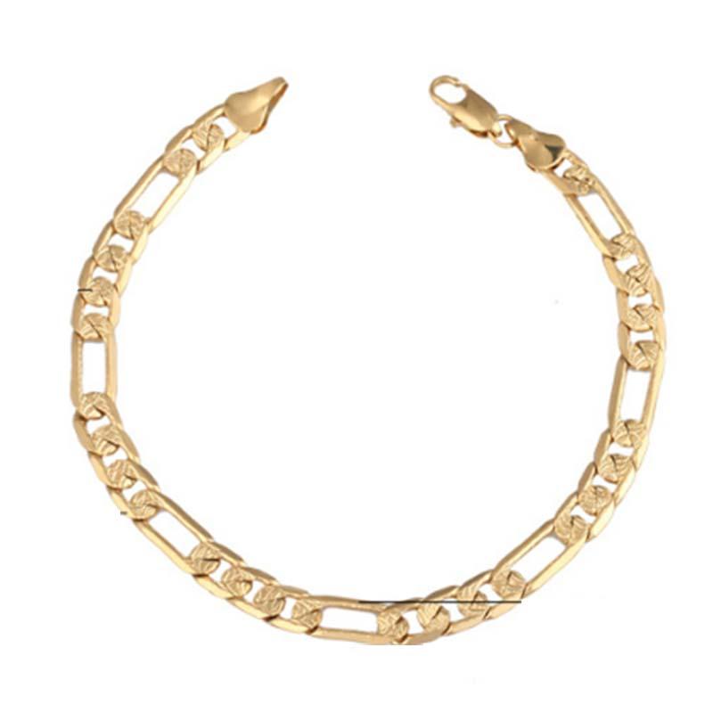 

8mm Hollow Wide Bracelet For Women Gold Color Unique Vintage Link Figaro Chain Jewelry Link,