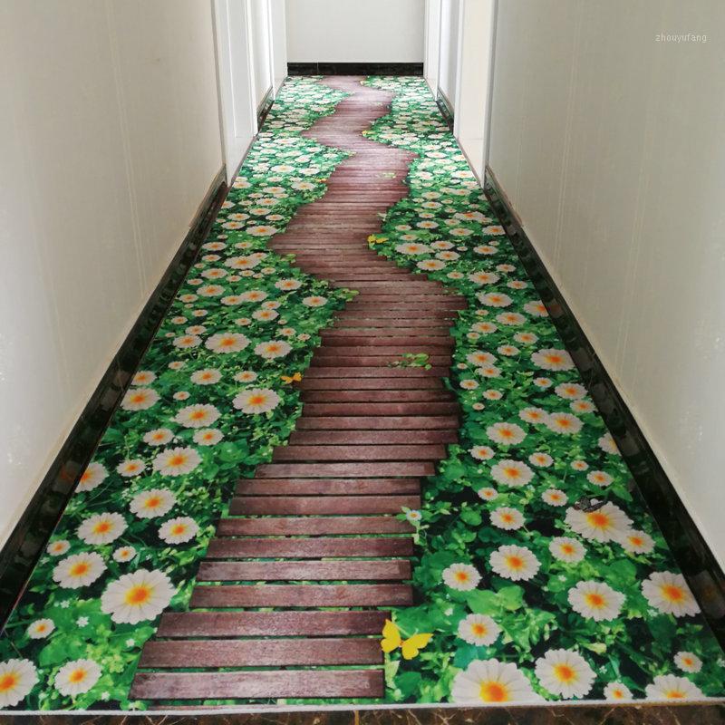 

Carpets Multi Size 3D Green Grass Road Rose Carpet Bedroom Decoration Soft Floor Living Room Rugs Slip Resistant Mats A-304