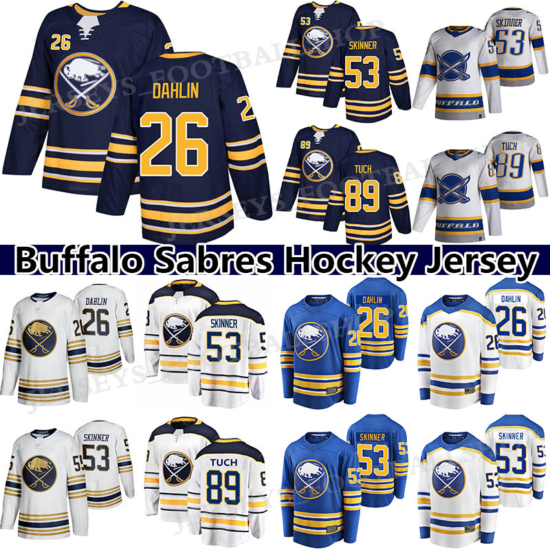 

Buffalo Sabres Jersey 26 Rasmus Dahlin 53 Jeff Skinner 89 Alex Tuch 21 Kyle Okposo 74 Rasmus Asplund hockey jerseys, Navy blue