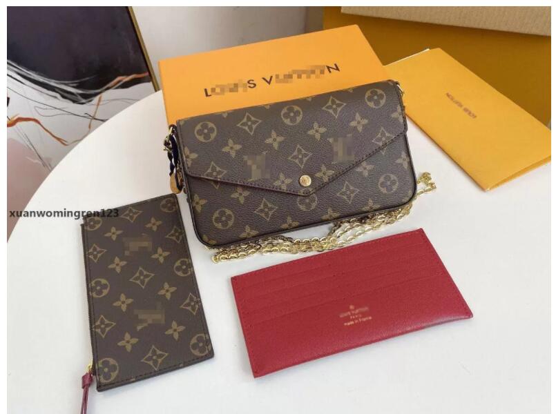 

Famous designer GGLVLouisVutton YSLVITTON Three in one package Crossbody Shoulder Women Purse Handbags Messenger Bags Wallet Tote Clutch Bages, Black