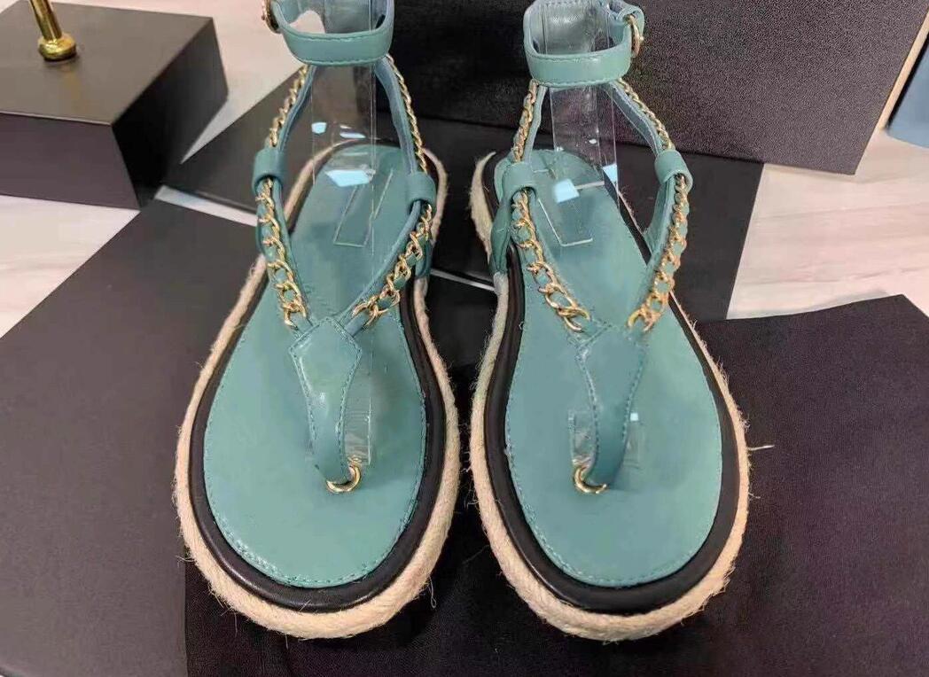 

Womens sandals shoes Chain-clamped Slides straw slipper frunner triple black white blue ararat men women slippers