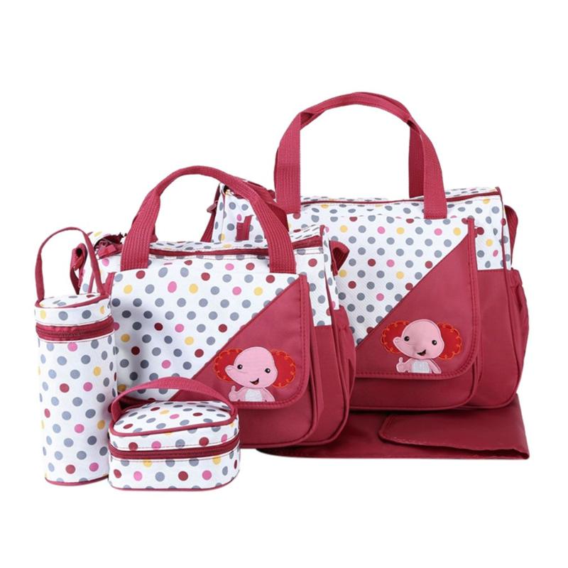 

Duffel Bags Aelicy Five-Piece Mummy Bag Handbag Multifunctional Diaper Nappy Baby Stroller Travel Backpack Designer Nursing 1023, Gy