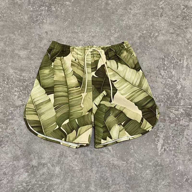 

Casual Summer Europe USA Jungle Leaves Shorts Hawaii Beach Women Men High Street Outdoor Middle Pants, White;black