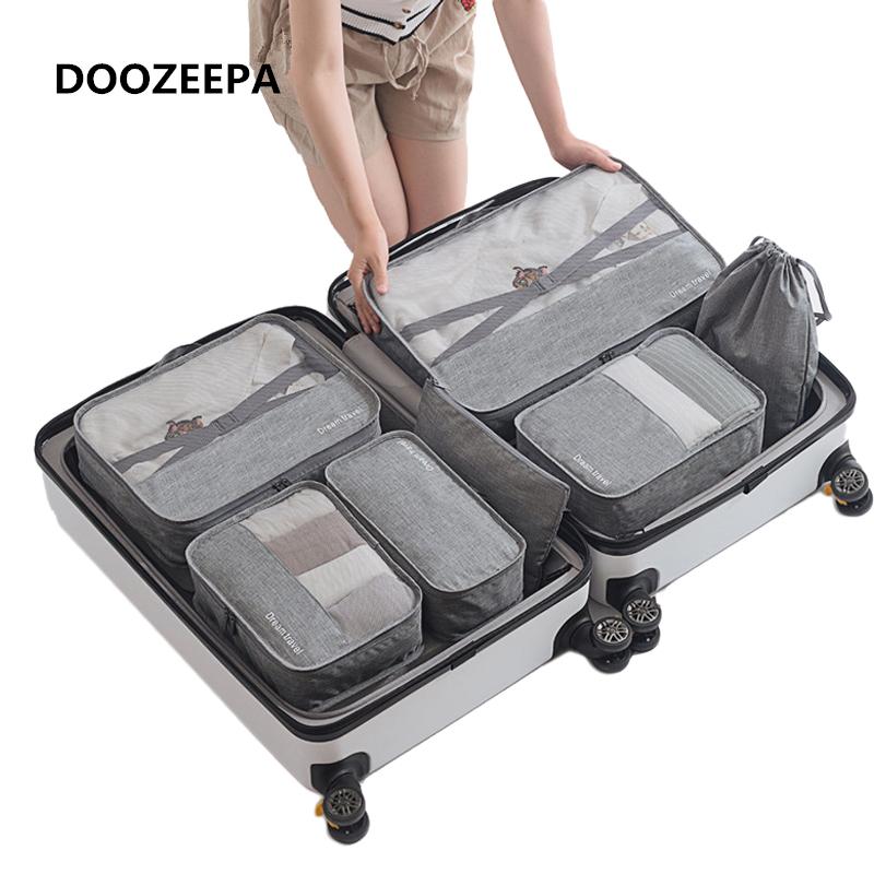 

Duffel Bags DOOZEEPA 7PCS/Set Travel Men Women Packing Cubes Luggage Organizer Bag Oxford Fabric Storage Pouch Cube, Black