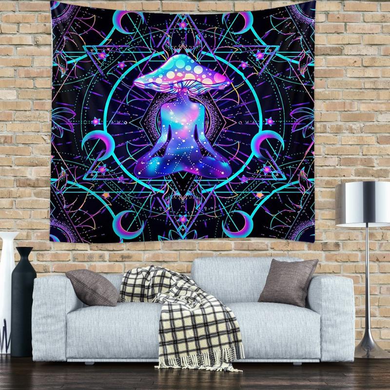 

Tapestries Multifunction Wall Tapestry Mushroom Man Printed Hanging Blanket Yoga Travel Sleeping Mat Home El Decor