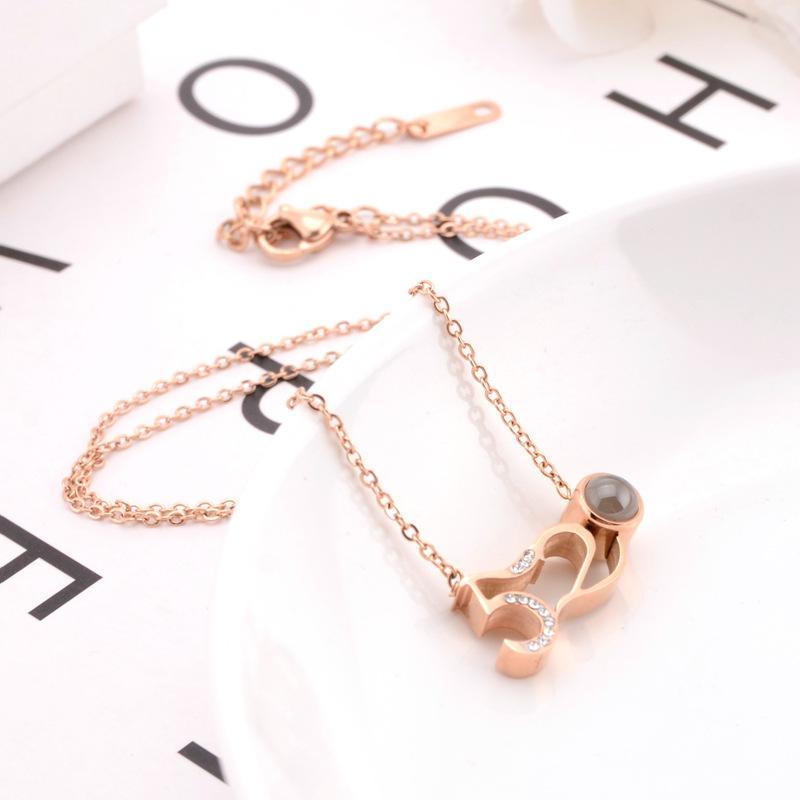 

Necklaces For Women Number 520 Zircon Pendant Chain Necklace Stainless Steel Rose Gold 2021 Jewelry On The Neck Chains