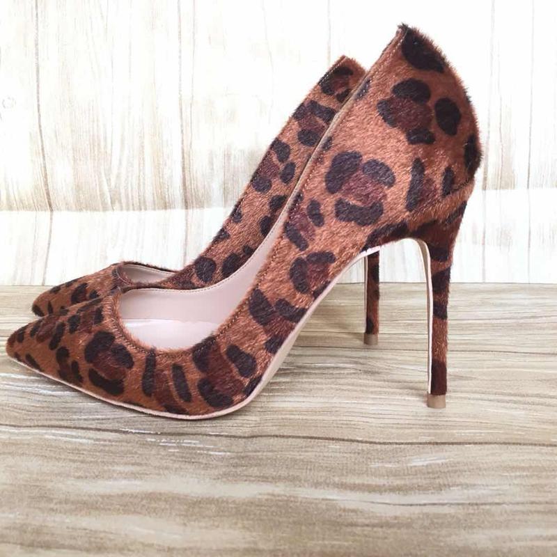

Dress Shoes 2021 Sexy Leopard Women High Heels 8-12CM Elegant OL Pumps Animal Print Pointed Toe Luxury Singles, As pic