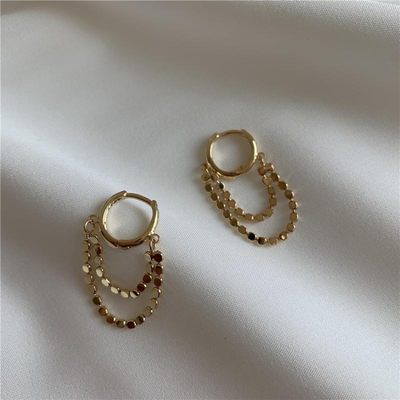 

Hoop & Huggie Stylish Double Layers Beads Gold Earrings Tassels Circle Geometric For Women Minimalist Small Jewelry