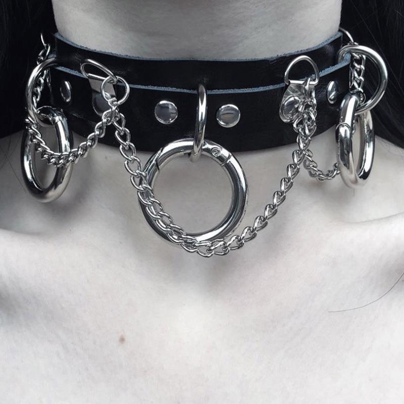 

Chokers Women Black Punk Choker Necklaces Metal Chain Link Gothic Girls Vintage Hipster Fashion Necklace Jewelry, Golden;silver