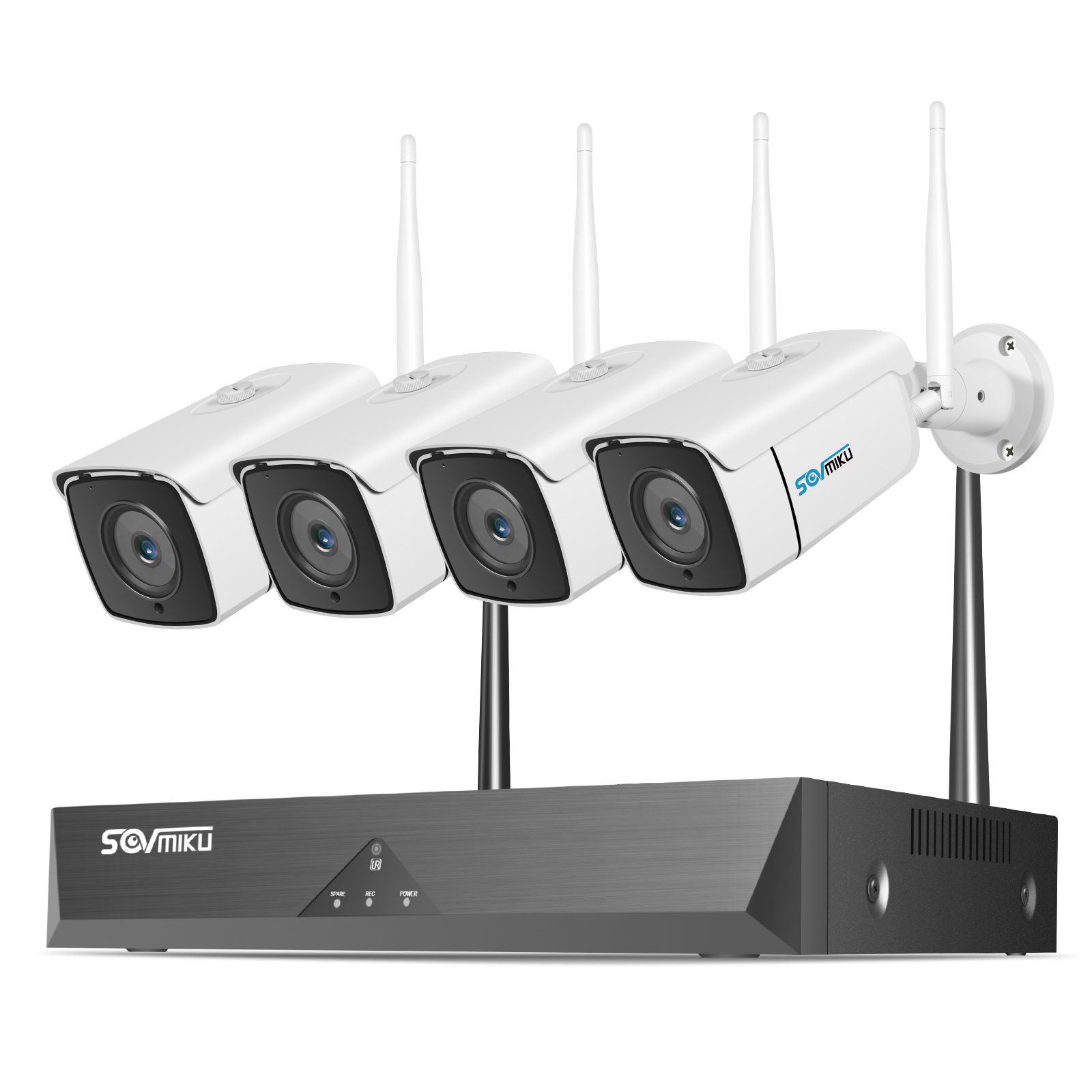 

SOVMIKU 1080P Wireless Security Camera System, 8CH NVR 4Pcs Outdoor WiFi Surveillance with Night Vision, Waterproof, Motion Alert, Remote Ac
