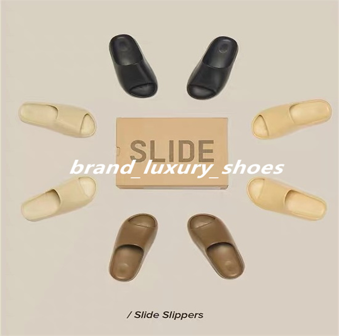 

Cool Sandals shoes Fashion slipper desert sand resin earth brown Summer Platform Sandale Foam Runner Triple Black Bone White men slippers with box