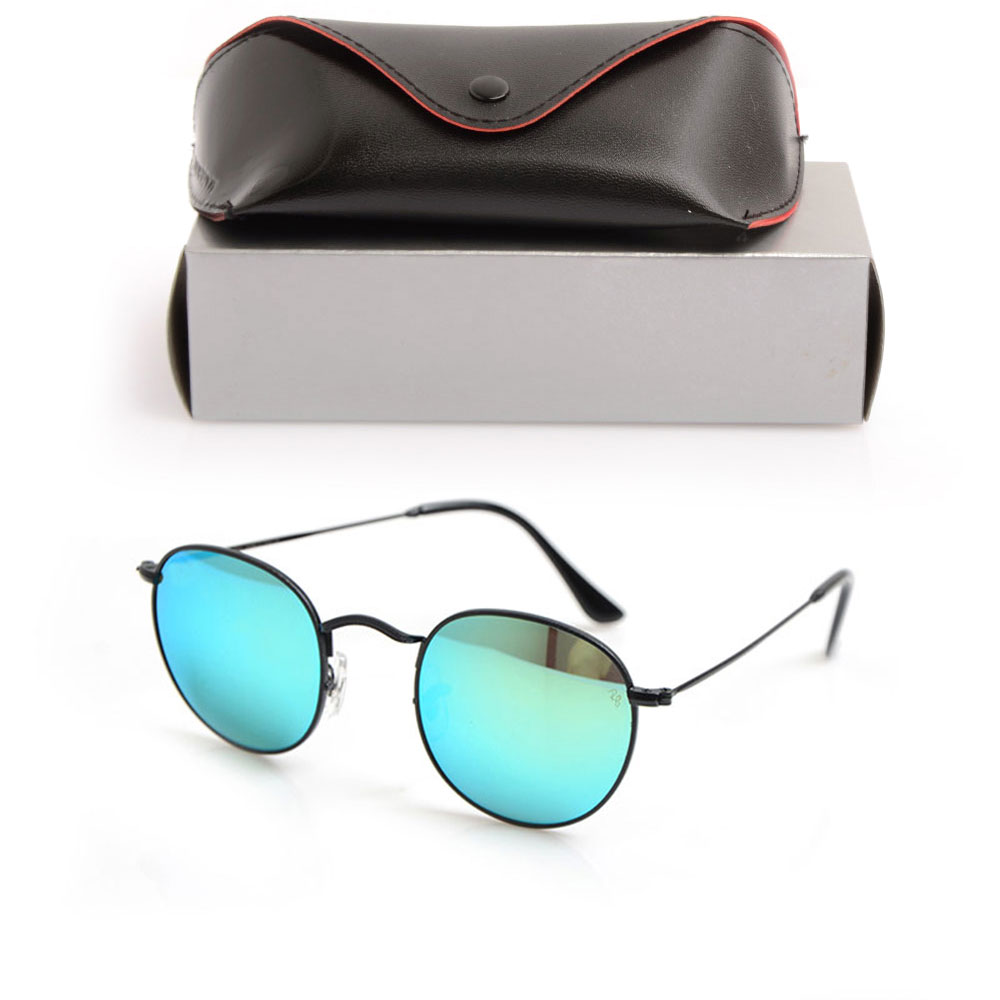 

High Quality Womans Round Sunglasses Glass Lens Luxury Mens Sun glasses UV Protection men Designer eyeglass Rounds Metal hinge Fashion women spectacles with boxs