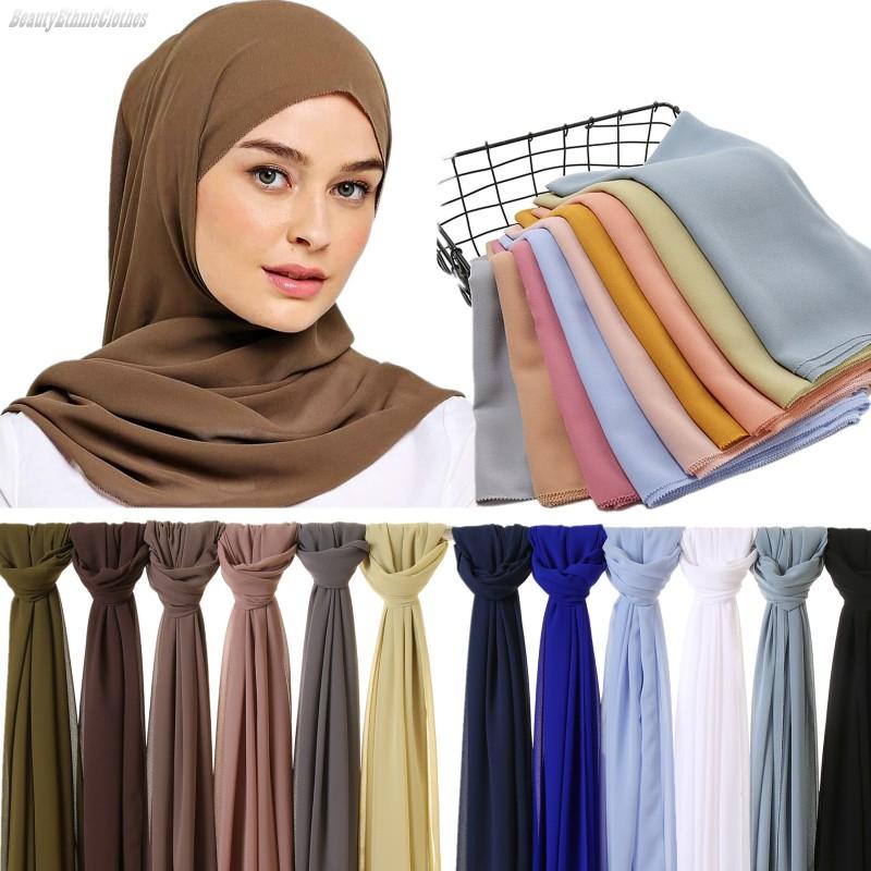 

Scarves High Quality Bubble Chiffon Scarf Muslim Islamic Plain Hijab Head Wrap Long Shawls Arab Shayla Neckerchief 180*70cm