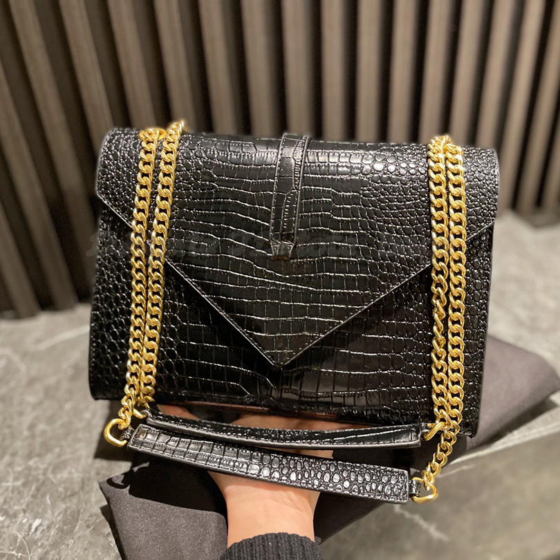 

Luxury Designers 2021 lady fashion wallets messenger Alligator wallets business shoulder bag satchel handbag women casual hasp clutch saddle bags cross body tote, Black alligator