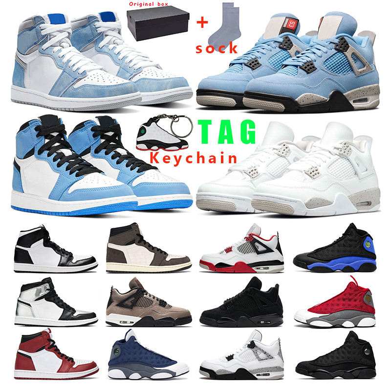 

jumpman mens basketball shoes 1s women University Blue Hyper Royal 13s Flint Black Cat 4s White Oreo Fire Red outdoor sport sneaker trainer, 4 red flint