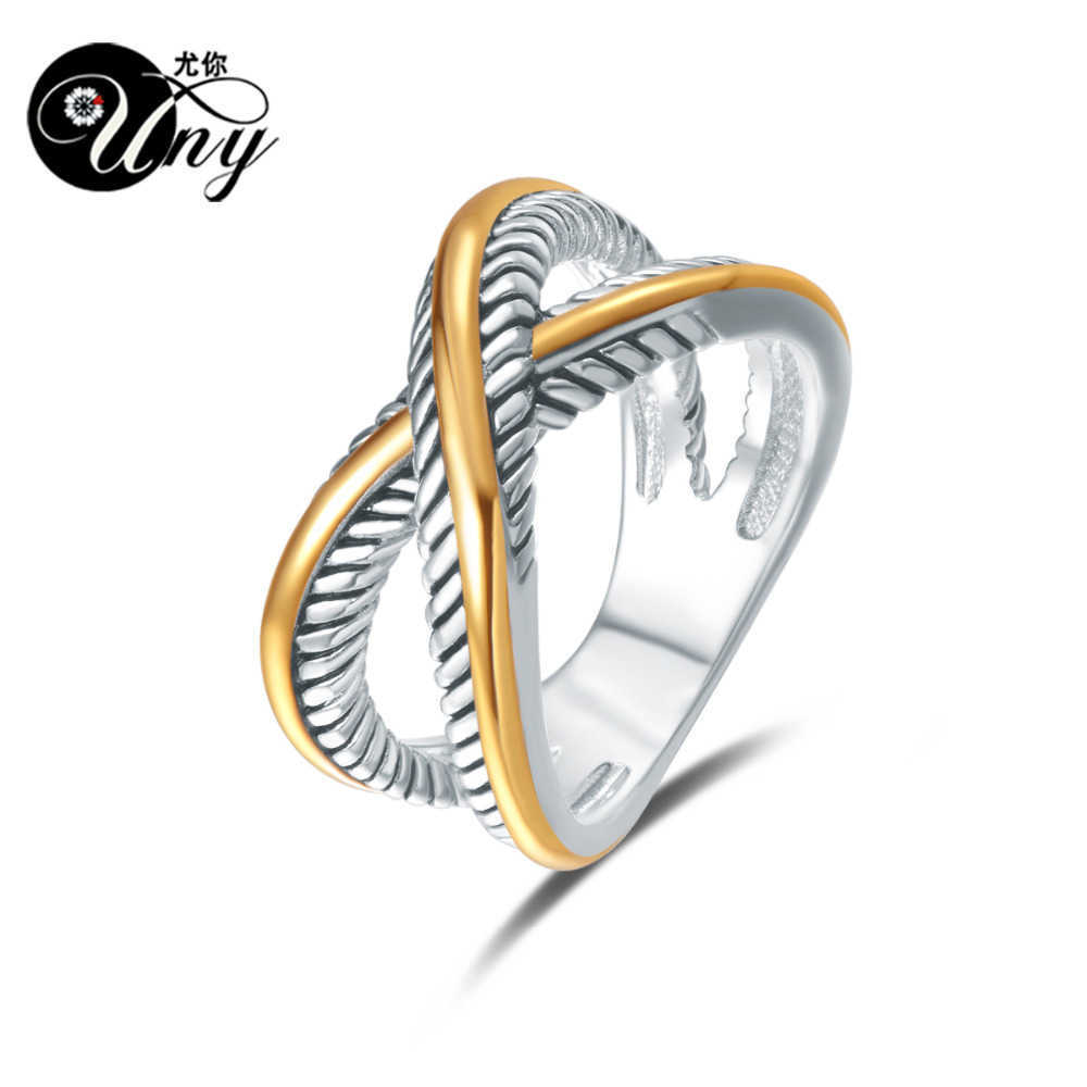 

Uny Ring David Vintage Designer Fashion Brand Rings Women Wedding Valentine Gift Ring Two-color Plating Twisted Cable Wire Rings Q0717, Black