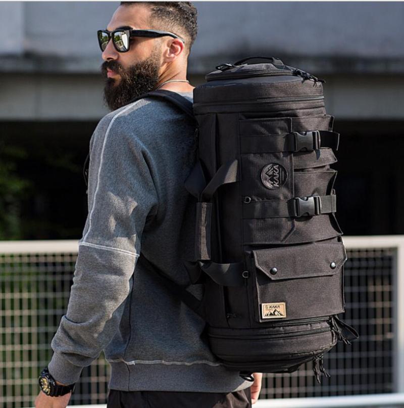 

Duffel Bags KAKA 45L Large Capacity Men Travel Multifunction Bag Waterproof Luggage Handbag Backpack Douse Use Shoulder, Black