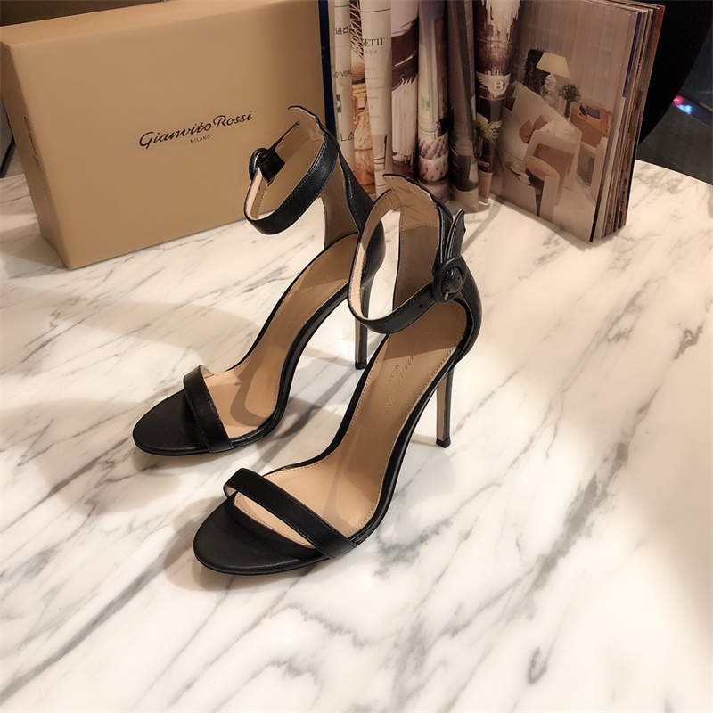 

2022 Hot Style Women's Leather Portofino Sandals 105 High Heel Timeless Elegant Smooth Leather First Layer Cowhide Casual Shoes