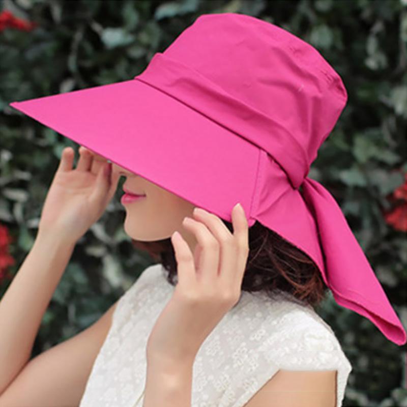

Wide Brim Hats Womens Summer Beach Sun Foldable Big Bucket Caps Sunscreen Anti-UV Fashion Bow Seaside Travel Panama