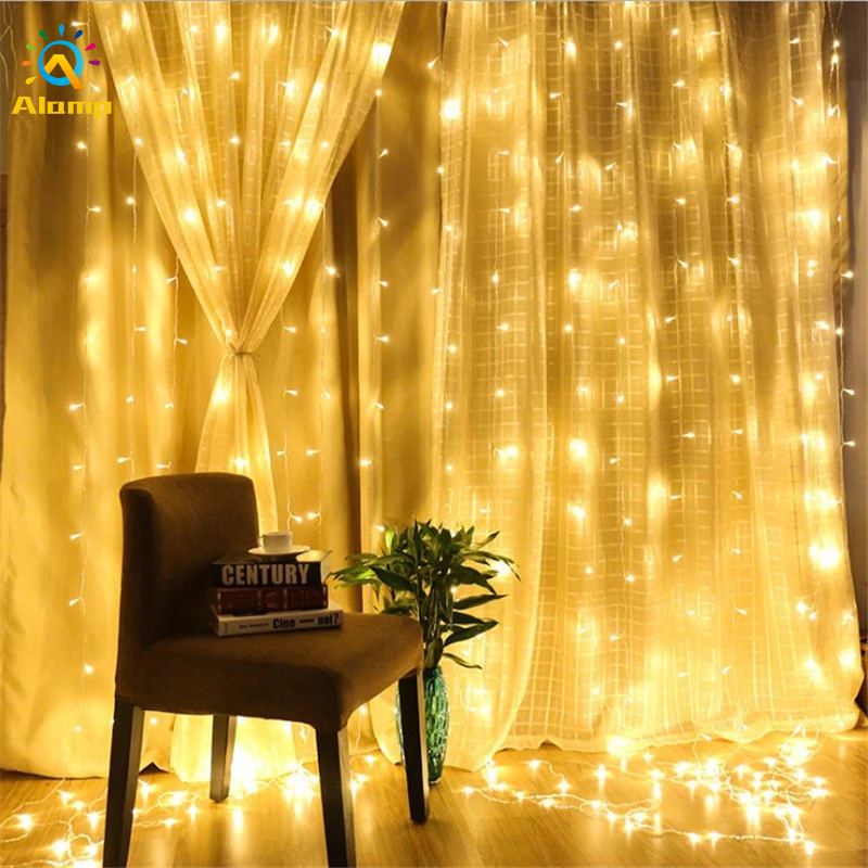 

3*3m 6*3m Curtain String Light 220v 110v Fairy Icicle Lights For Wedding Party Curtains Garden Deco