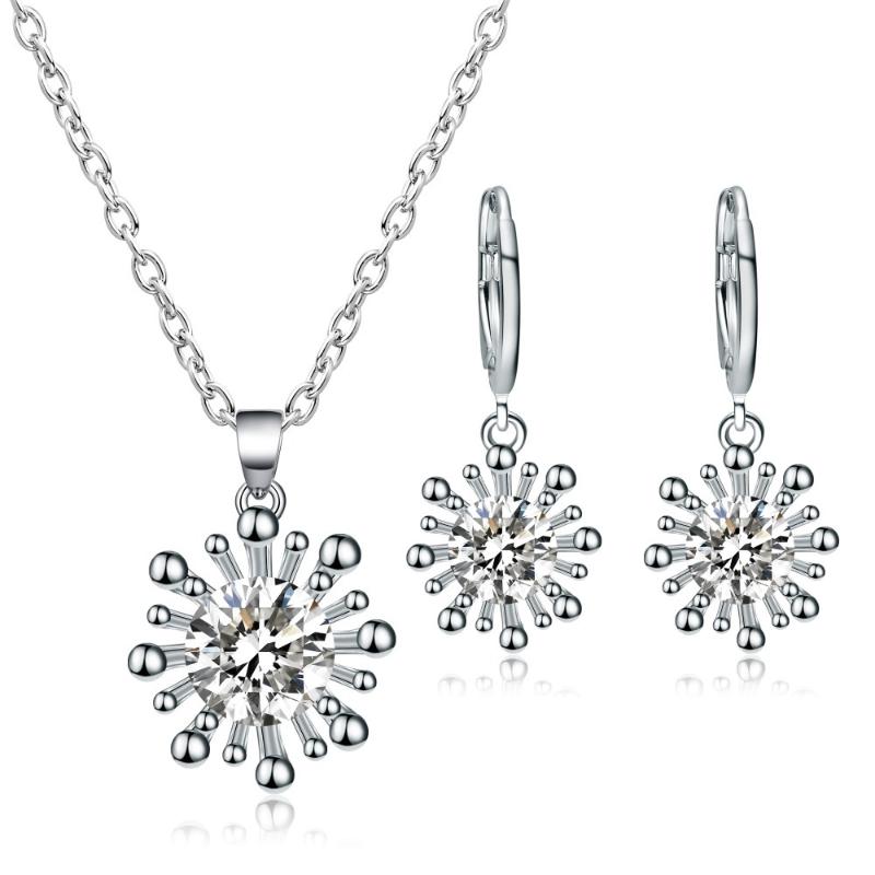 

Earrings & Necklace TY165 Silver Plated Exquisite Bridal Snowflake Earring Set