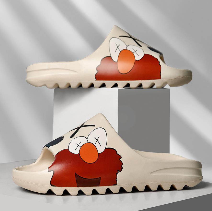 

kanye Slides Graffiti Flip Flops Slippers west Foam Runner Sand Triple Black Bone White Resin Slide mens outdoor Moon grey sandals trainers, 2#