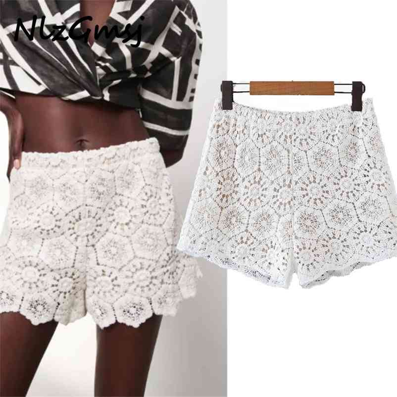 

Short Summer Arrival Casual Hollow Out Lady High Waist White Cute Short Chic 05 210628, Photo color