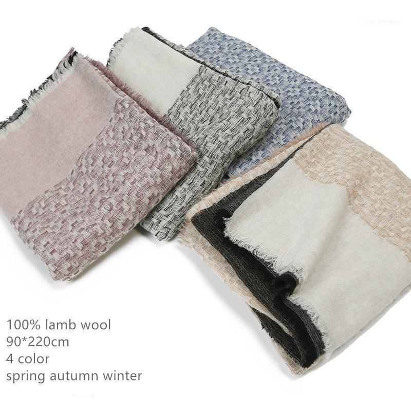 

Scarves Naizaiga 100% Lamb Wool Patchwork Knitted Scarf Women Thick Shawl Lady Warm Fashion , DQYR1321