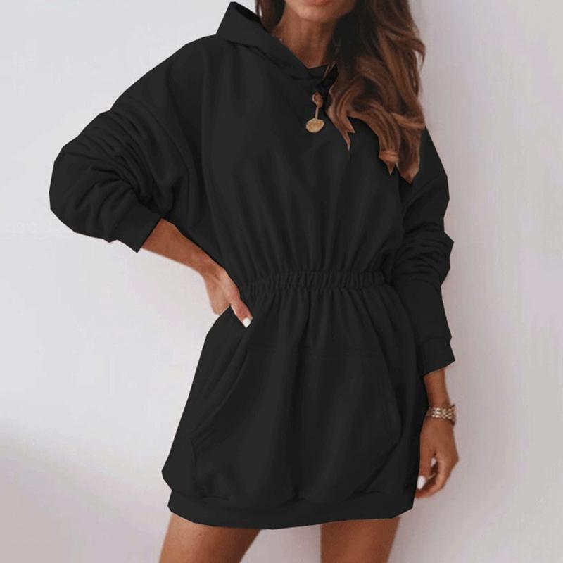 

Casual Dresses Party For Women 2021 Sweater Dress Sexy Hooded Long-sleeved Thickened Siamese Mini Vestidos De Mujer, Wh