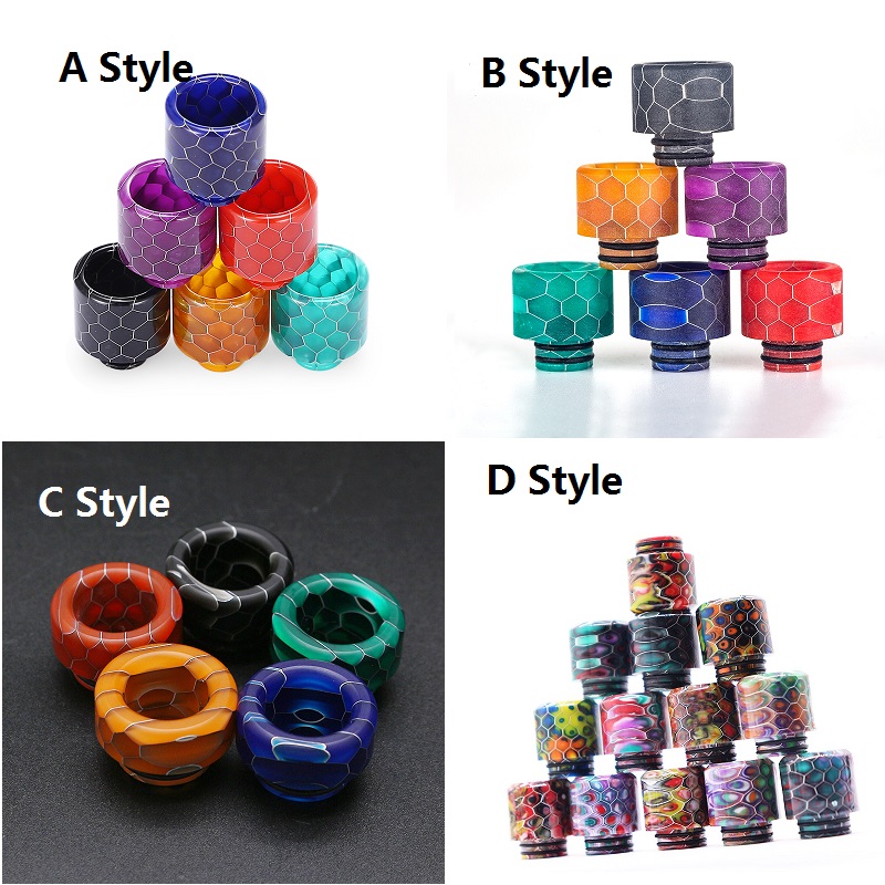 

4 Styles Snake Skin Pattern 510 810 Thread Epoxy Resin Drip Tips Wide Bore Mouthpiece for TFV8 Prince Kennedy 528 Baby