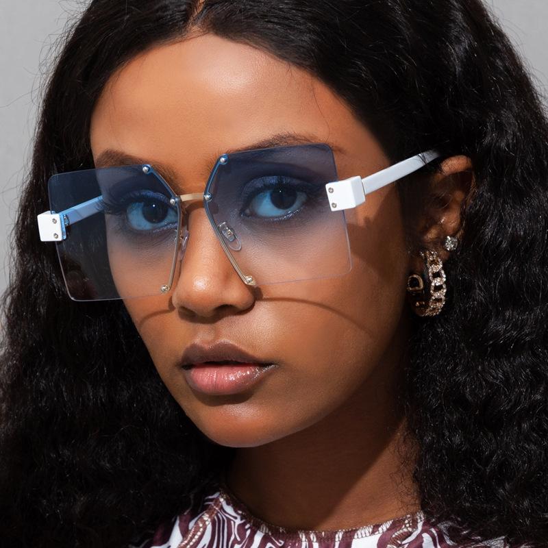 

Sunglasses Fashion Oversized Frameless Women 2021 Black White Vintage Gradient Outdoor Travel Sun Glasses Rimless UV400 Oculos