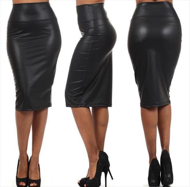 

high waist imitate leather womens skirt s m l xl black red pencil skirts middle long casual mermaid party