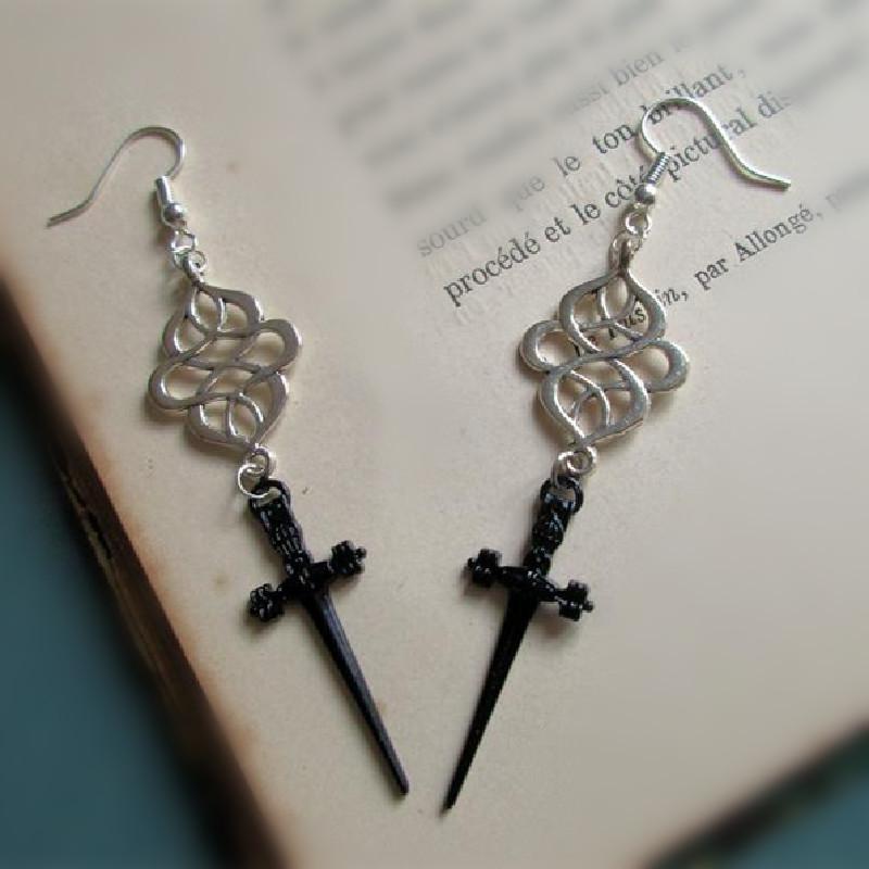 

Dangle & Chandelier Gothic Black Sword Dagger Earrings Goddess Jewelry Stunning Magic Fashion Women Gift Classical Darkness Statement