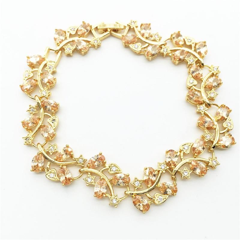 

Link, Chain Pretty OVAL Champange Zircon Bracelet & Bangle Cubic Zirconia Bracelets Jewelry Accessories For Women