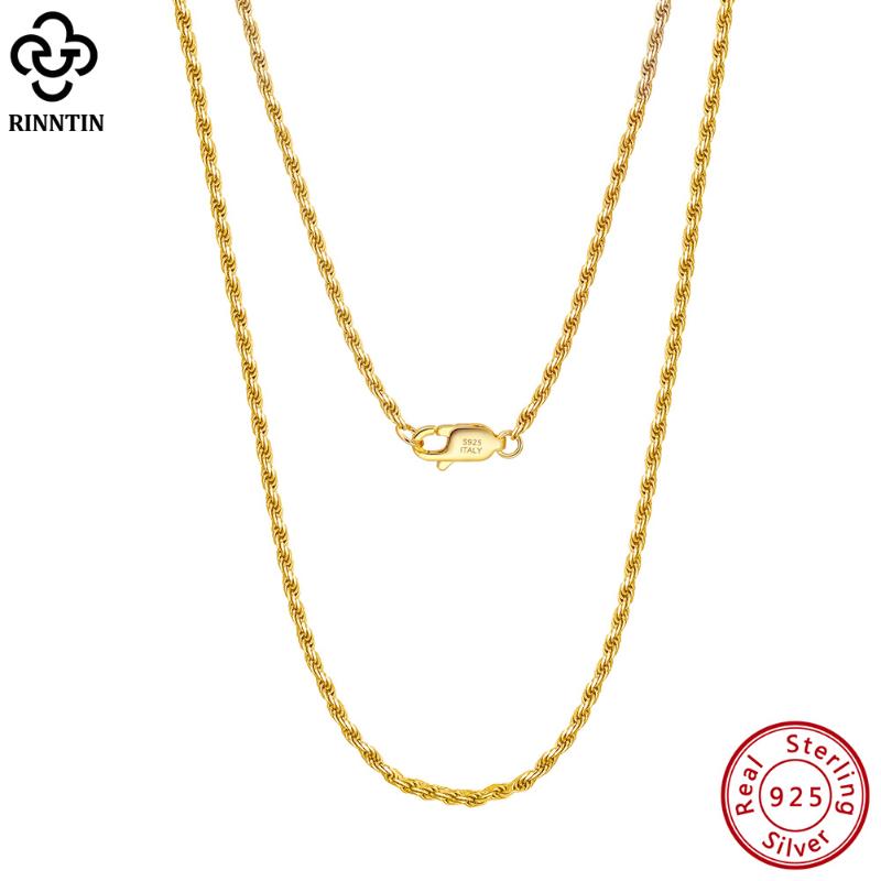 

Chains Rinntin 925 Sterling Silver 1.7mm Diamond-Cut Rope Chain Necklace For Women Fashion Luxury Gold Jewelry SC29
