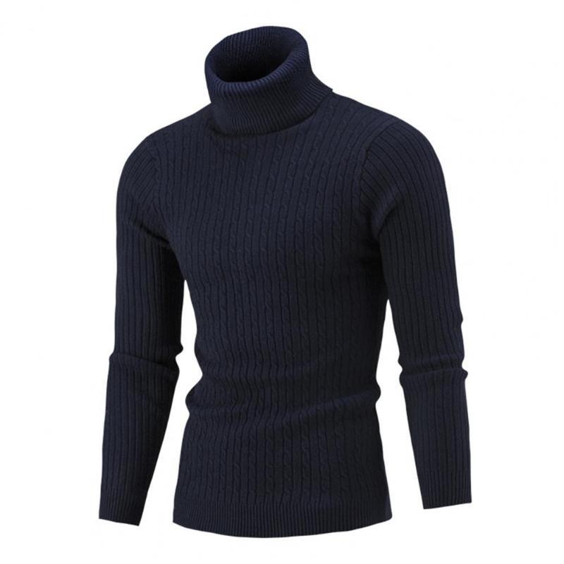 

Men's Sweaters Classic Solid Color Long Sleeve Knitted Sweater All-matched Breathable Turtleneck Twist Men Pullover For Autumn Winter, White;black