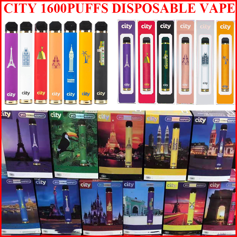 

City North Disposable Cigarettes 1600 Puffs 1200 mAh Battery Flow Device Vape Pen Starter Kits Vaporizer