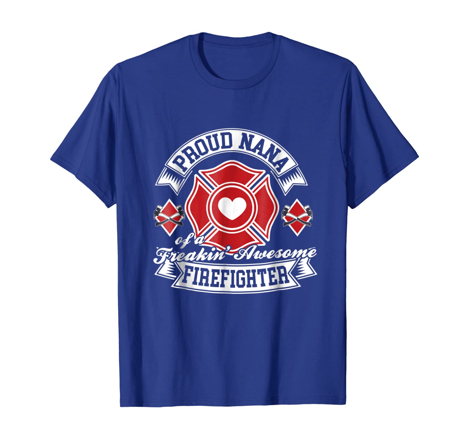 

womens gift for grandma proud nana of a firefighter, White;black